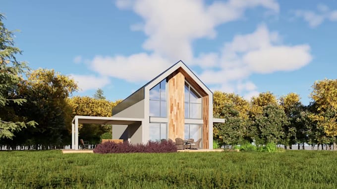 do 3d building exterior interior 3d floor plan with material