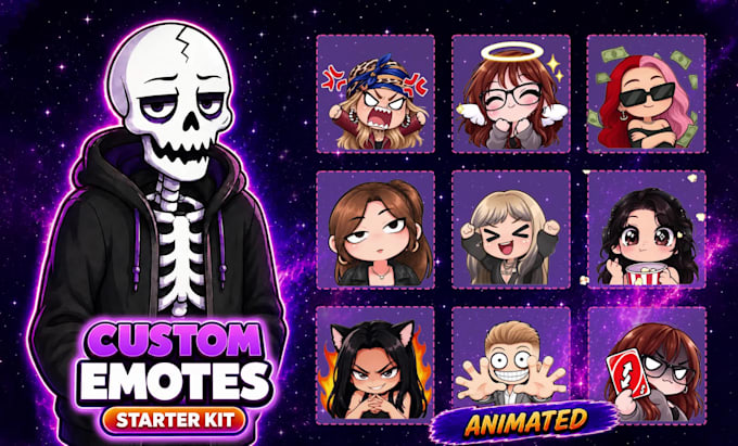 create custom animated twitch emotes for streamers, kick and discord