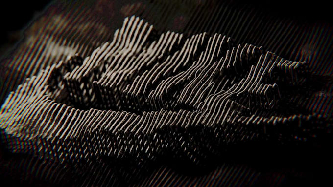 create a cinematic glitch topographic 3d logo animation