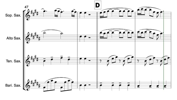 arrange your song for saxophone quartet