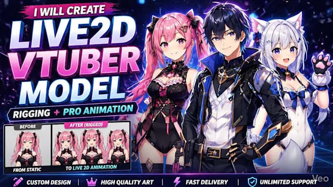 create live2d vtuber model anime avatar rig for vtube studio