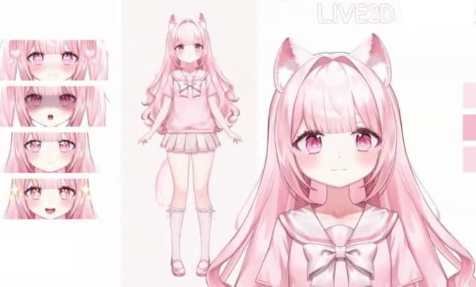 draw and rig 2d vtuber model, live2d vtuber, live2d model, v tuber design