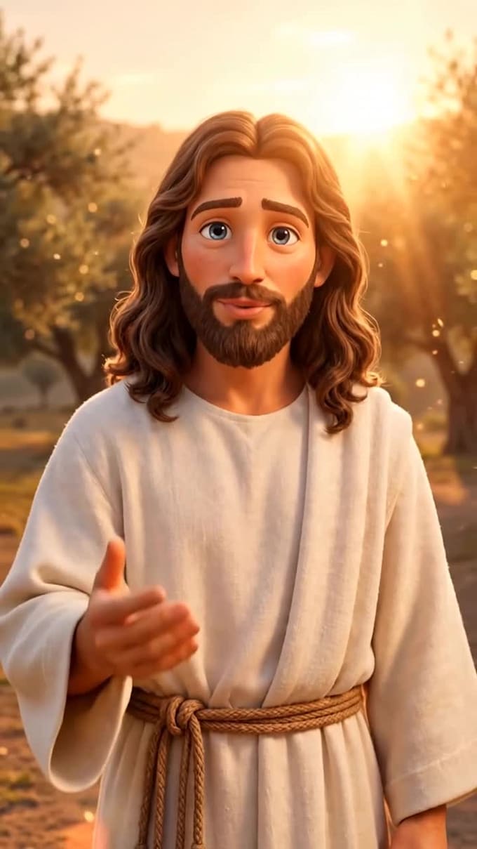 create a 3d pixar style jesus video with your custom encouraging message