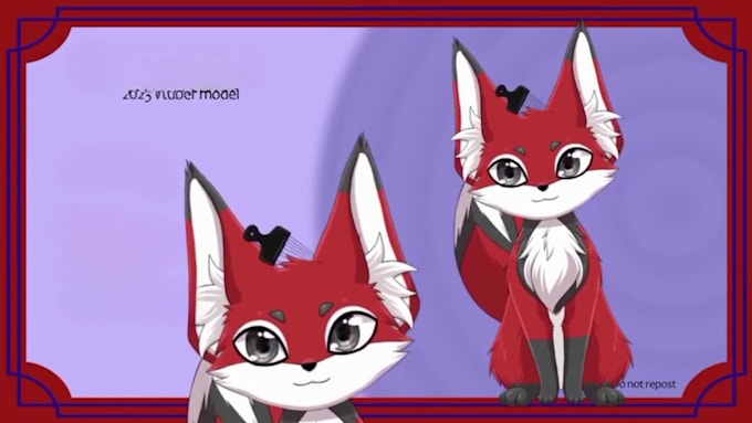 design live2d vtuber animal, 2d animal model, live2d animal rigging in any style