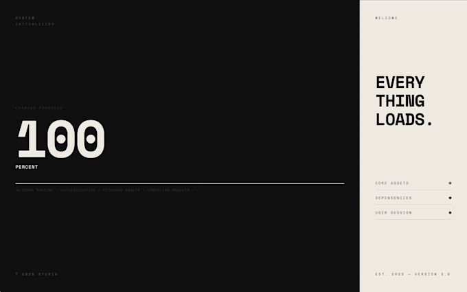 design a brutalist minimal loading screen for your website