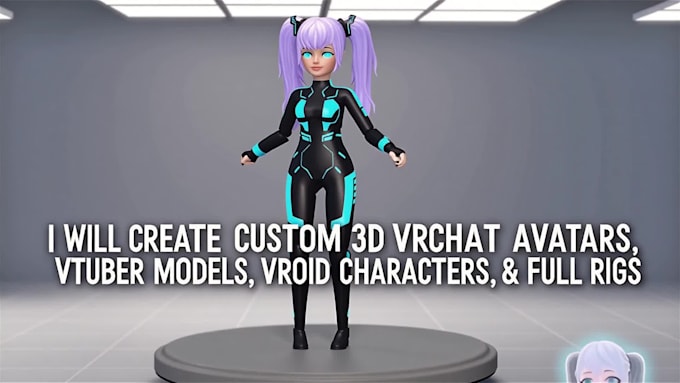 create custom 3d vrchat avatars, vtuber models, vroid characters and full rigs