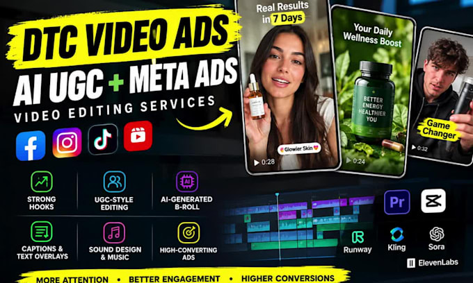 dtc video editing, ai ugc and meta direct response video ads