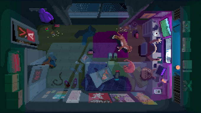 create  2d pixel art illustrations sprite sheets  and animations