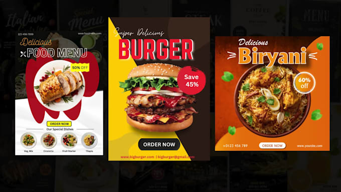 create luxury food menu,flyer, poster and brochure design