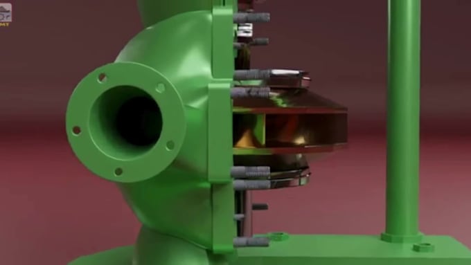 create 3d centrifugal pump mechanical and industrial animation