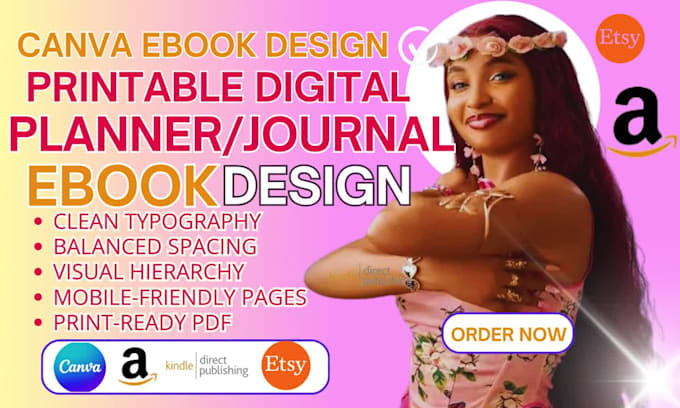 design printable digital planner journal in canva workbook hyperlink book design