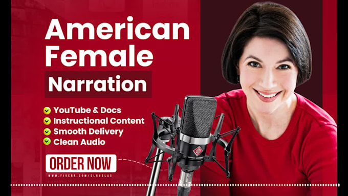 record an american female voice over for your video narration