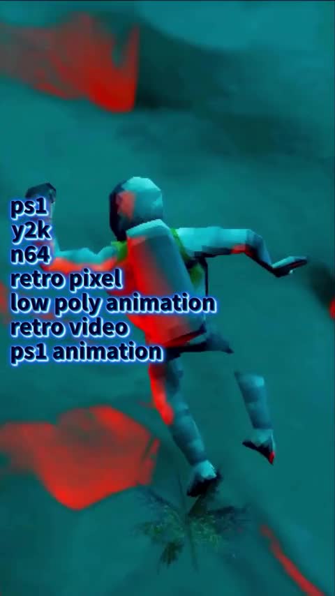 ps1, y2k, n64, retro pixel, low poly animation, retro video, ps1 animation