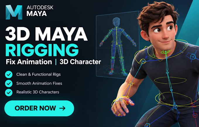 do 3d maya rigging fix maya animation 3d character autodesk maya