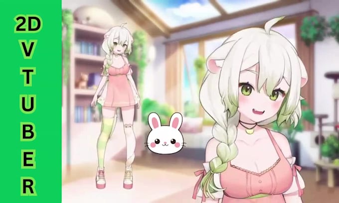 do live 2d, 3d vtuber character, vriod face rig vrchat model, vrm avater , unity