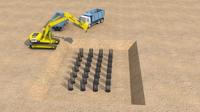 create 3d industrial animation for construction mining product explainer video