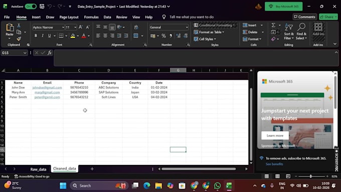 data entry  data cleaning in excel or google sheets