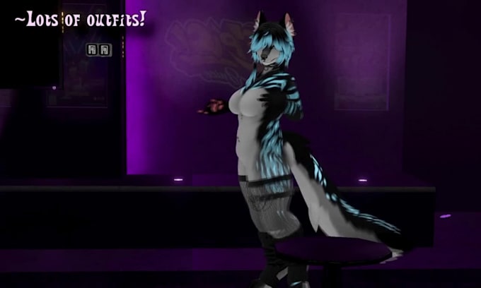 vrchat furry avatar anime vtuber vrm 3d model with facial features unity quest