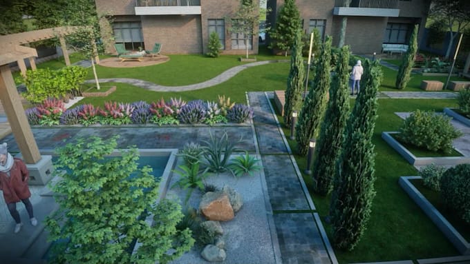 create landscape design, backyard design, garden design and 3d renderings