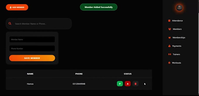 modern gym website with admin panel