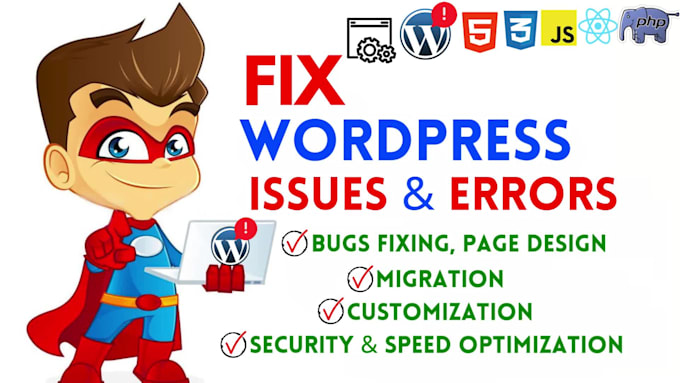 fix wordpress issues, errors and bugs, woocommerce fix, fix wordpress website