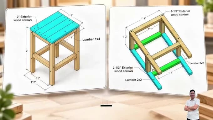 design custom woodworking plans, DIY plan with 3d assembly guide