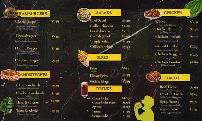 design professional fast food menu board