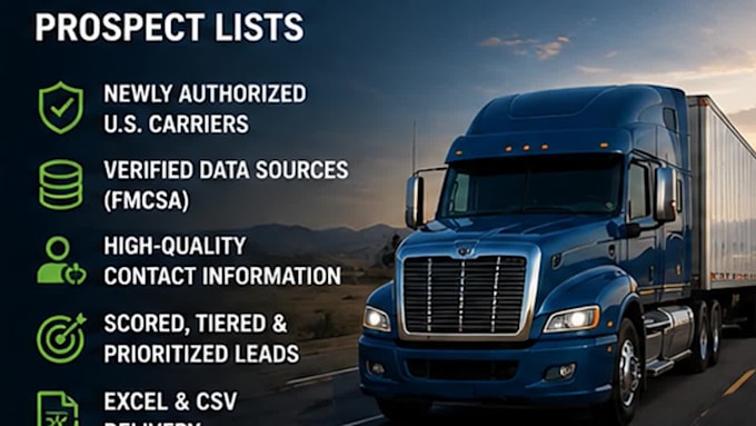 provide fresh fmcsa trucking carrier leads for dispatchers, brokers, insurance