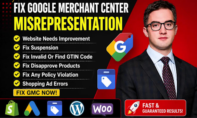 fix google merchant center misrepresentation, suspension and policy violation
