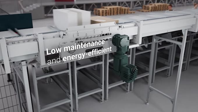 3d industrial animation warehouse automation conveyor sorting video