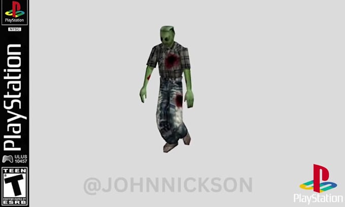 create ps1 ps2 psx low poly retro horror 3d character and weapon