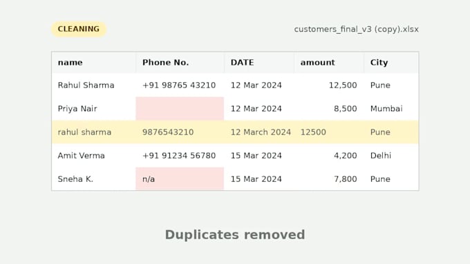 clean, format, and organize your excel data