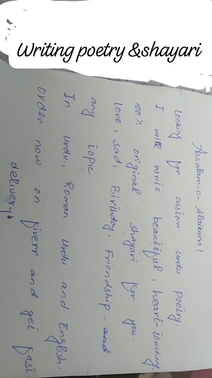 create custom urdu poetry shayari and creative writing