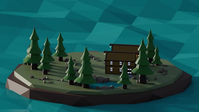 make game ready low poly assets and props stylized 3d scene
