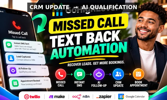set up gohighlevel missed call text back automation