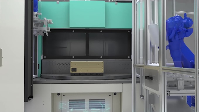 create industrial robot animation and factory automation