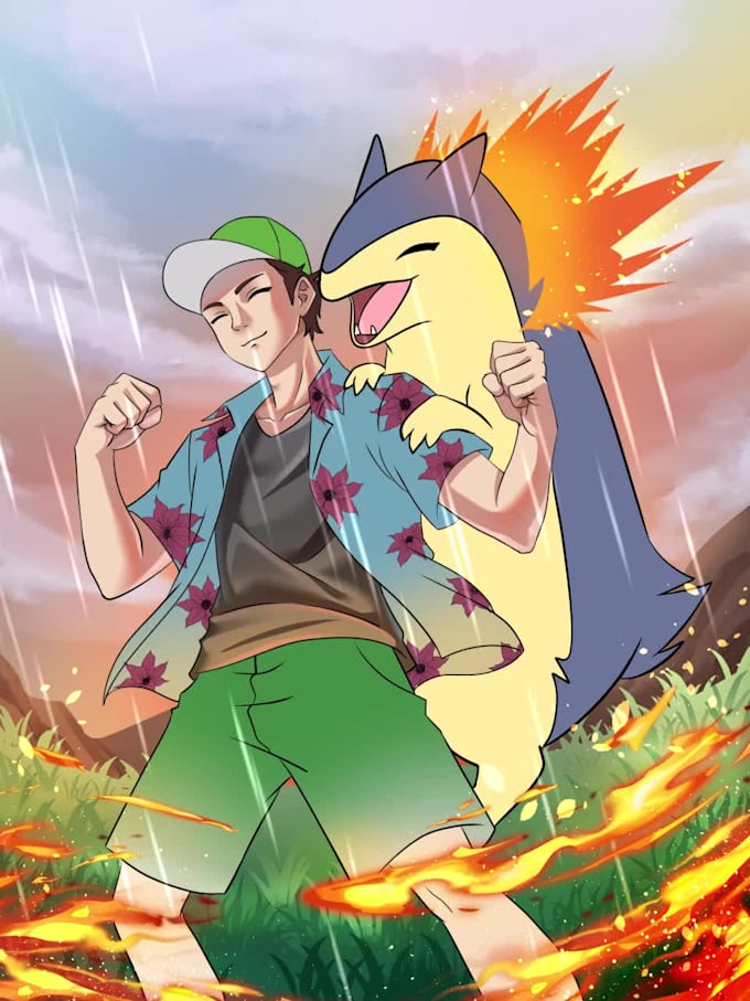 draw custom pokemon art or trainer pokemon,pokemon fan art, pokemon card