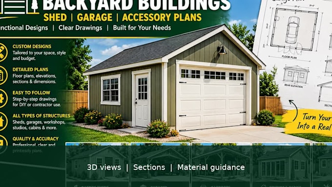 design custom backyard shed and garage plans