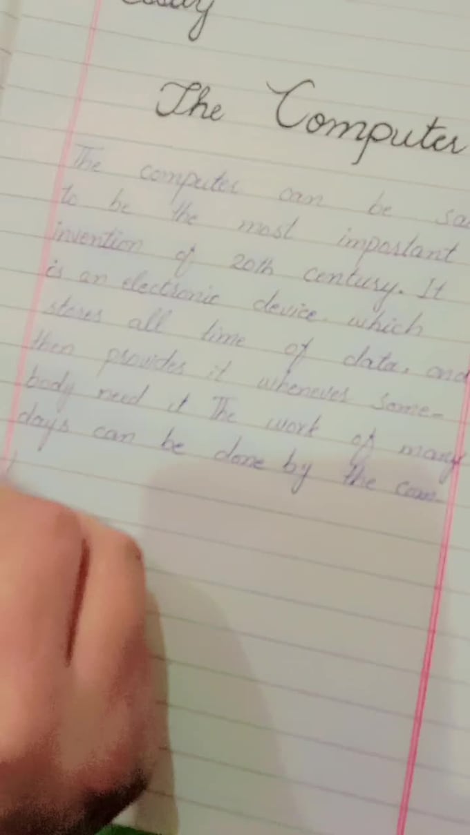 do neat english handwriting for notes, assignments