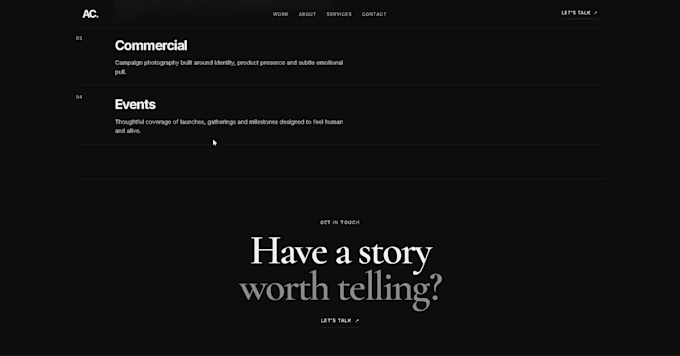 create a professional photographer portfolio website
