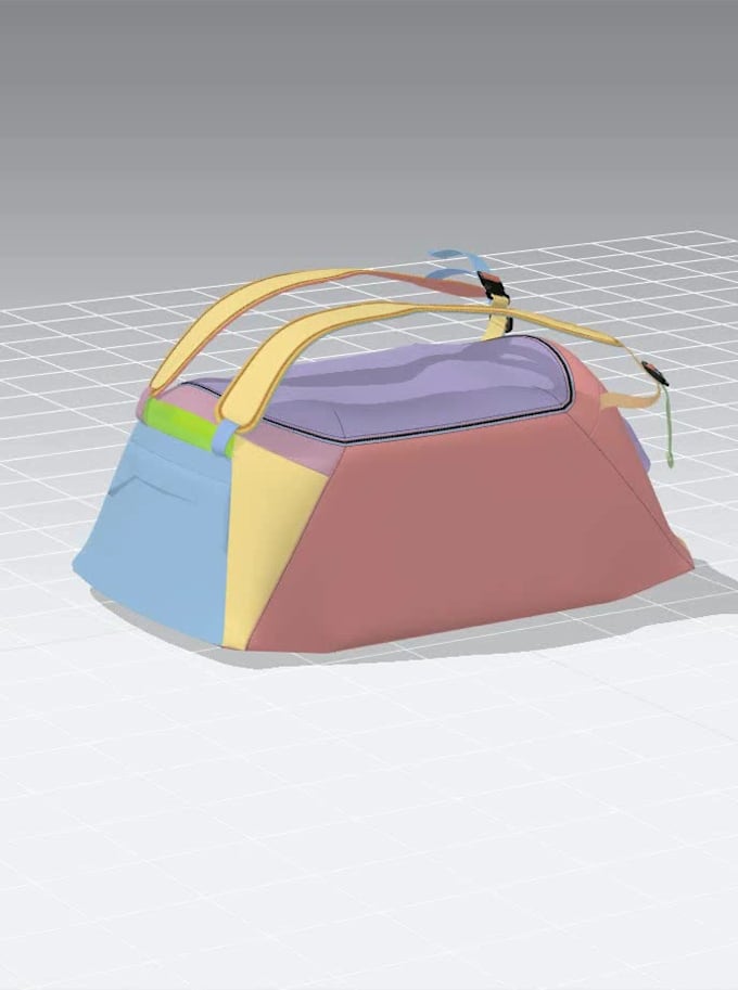 3d bag in clo3d with pattern and tech pack for production