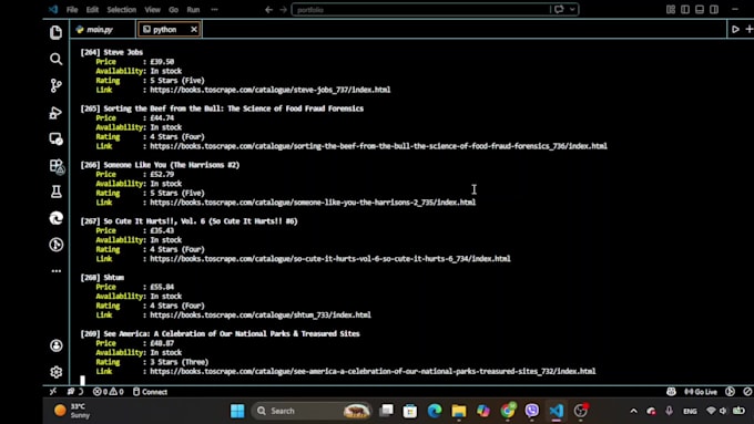 scrape data from websites using python