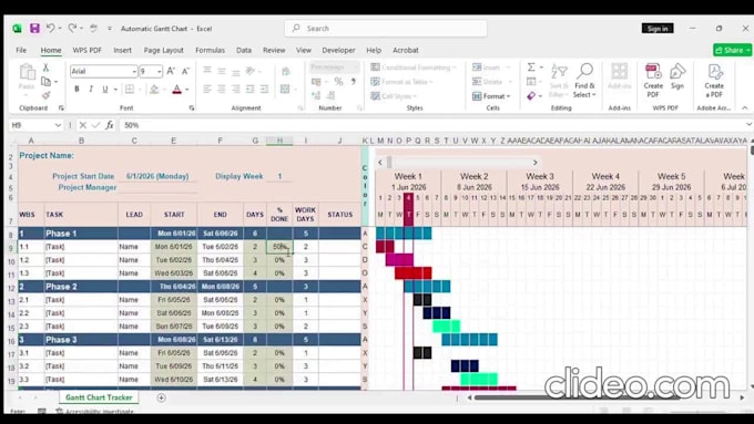 create a customised gantt chart tracker in excel