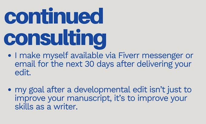 complete a one time developmental edit of your manuscript