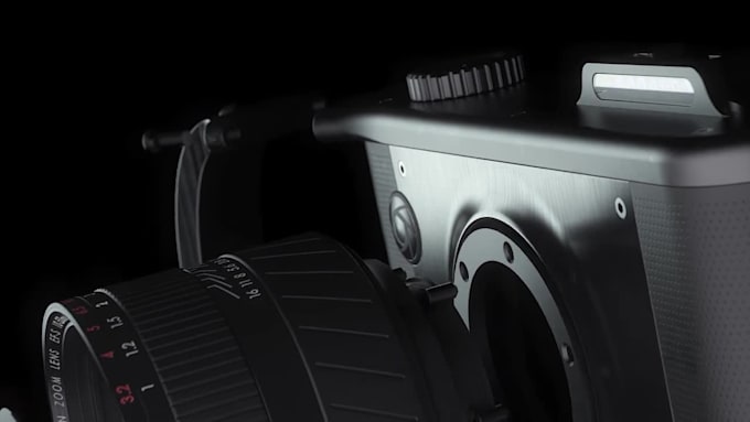 create 3d product assembly animation, digital camera lens animation
