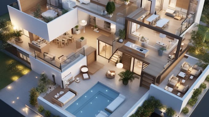 create a professional 3d architectural model from your plans
