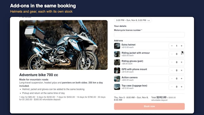 set up rental bookings on your wix website