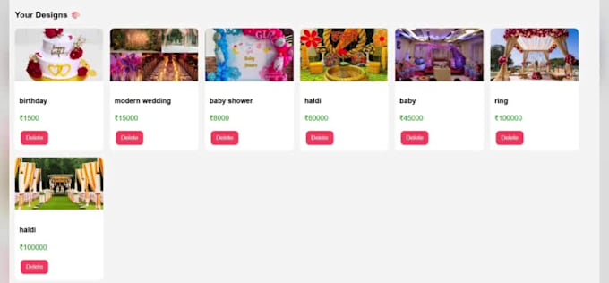 create event management website with booking system admin and vendor pane