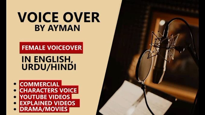 record a female voice over english and hindi and urdu
