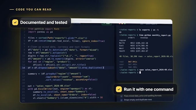 write python automation scripts for web scraping, excel and data tasks